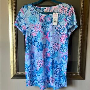 NWT Lilly Pulizer Etta Scoop Neck Tee Bahamas Beachcomber Medium